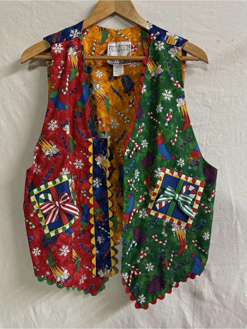 Vintage zoodles Christmas vest women’s XL candy cane teacher made USA